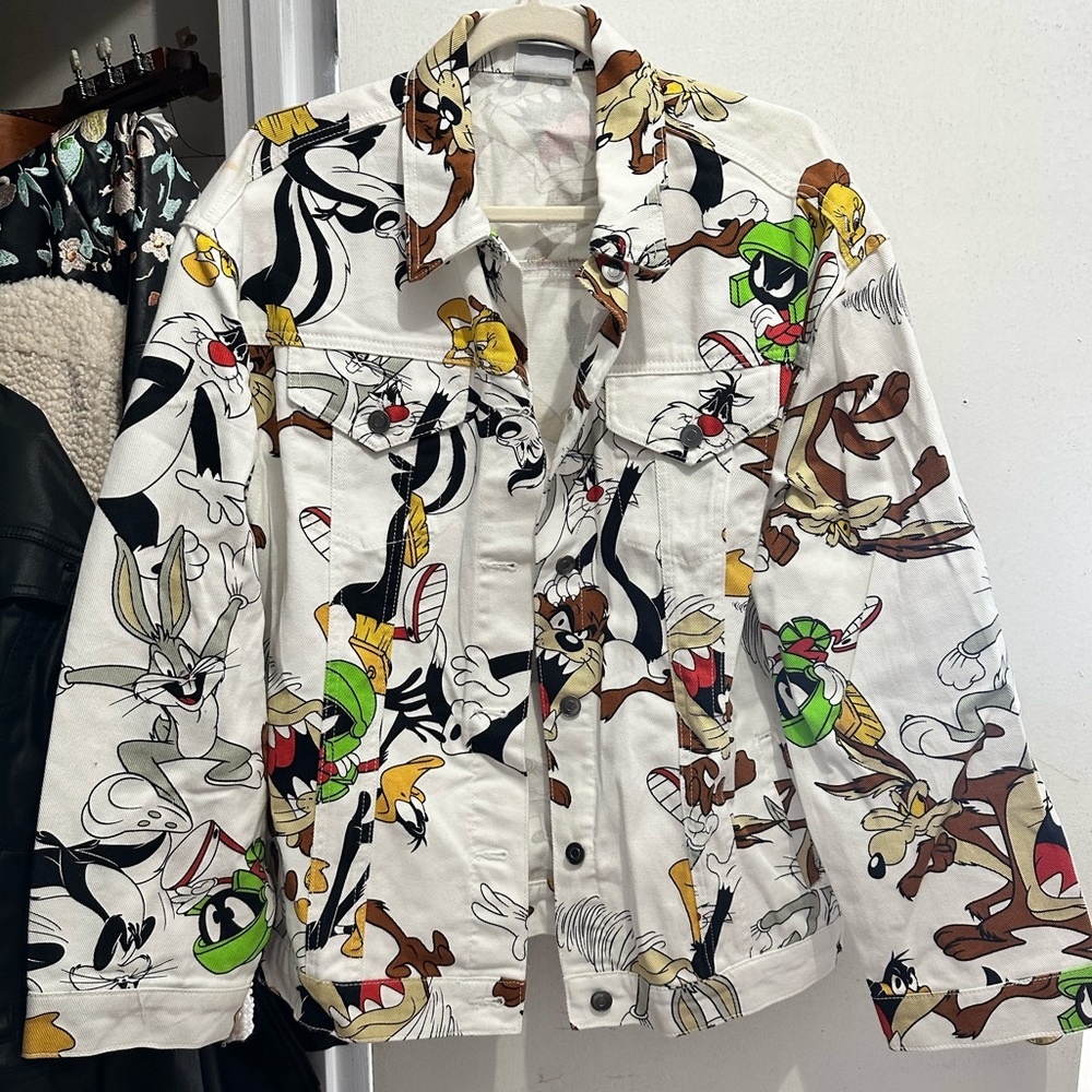 White denim looney tunes jacket